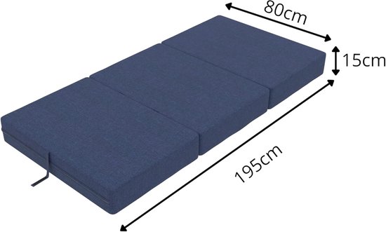 Vouwmatras Camping Matras 80 x 195 cm - 3-delig Opvouwbaar Gastenmatras van Luxe Leren — afbeelding 4