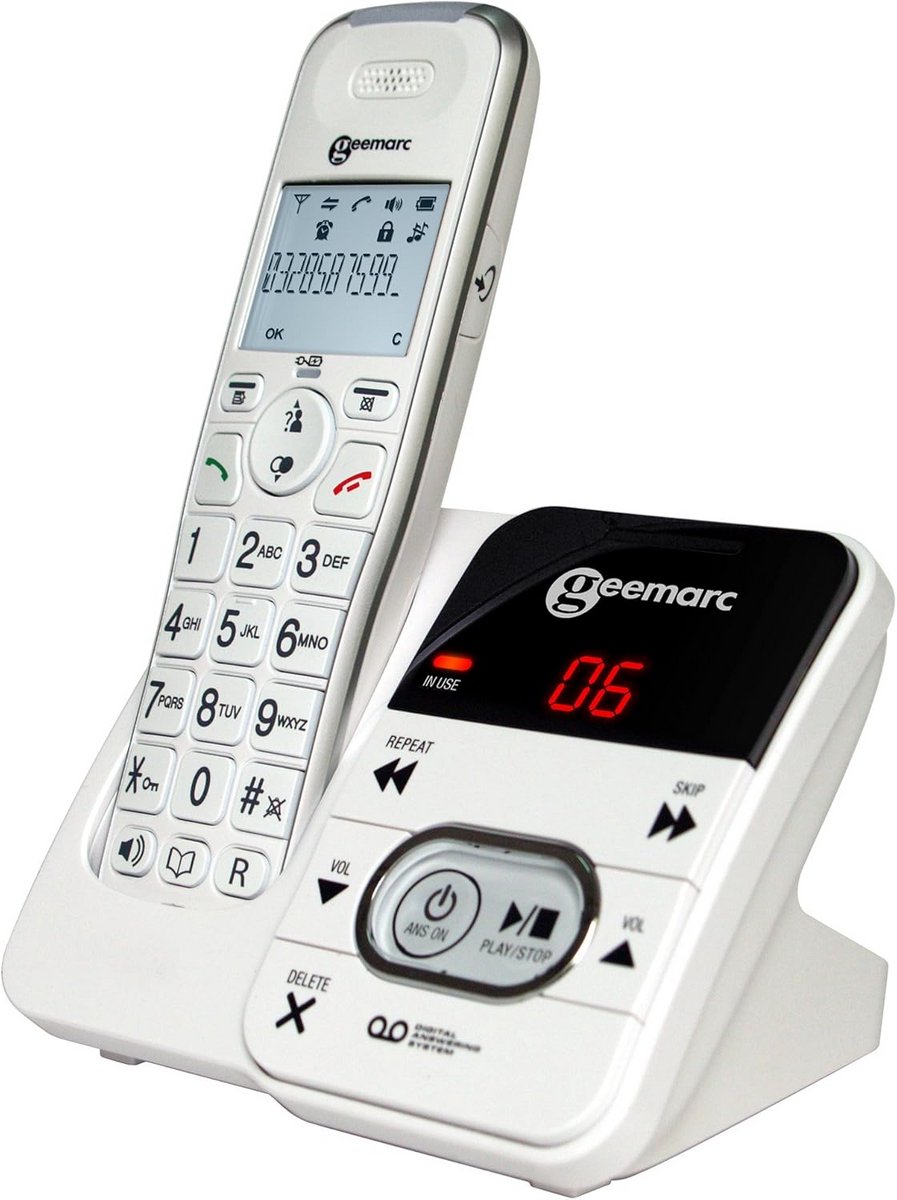 Draadloze Telefoon - Seniorentelefoon - Beter Horen - Versterkt Volume - 30 Uur Beltijd - Wit