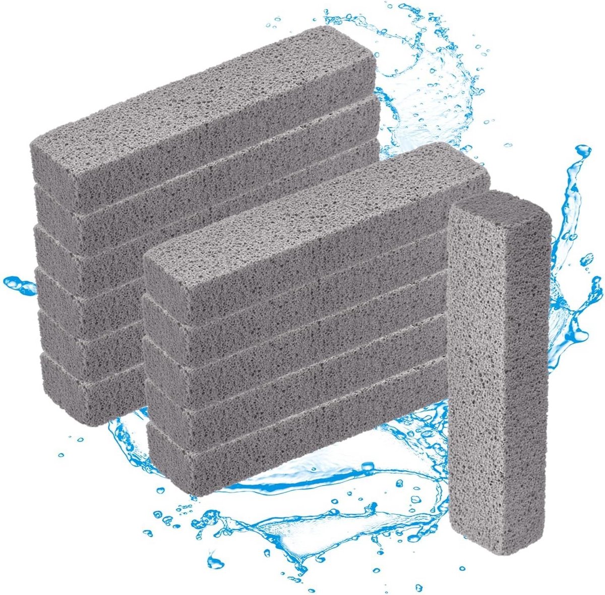 Puimsteen Reinigingsborstels - Grillsteen Toiletsteen - Hardnekkige Vlekken Verwijderen - Natuurlijk Materiaal - 12 Stuks - Grijs