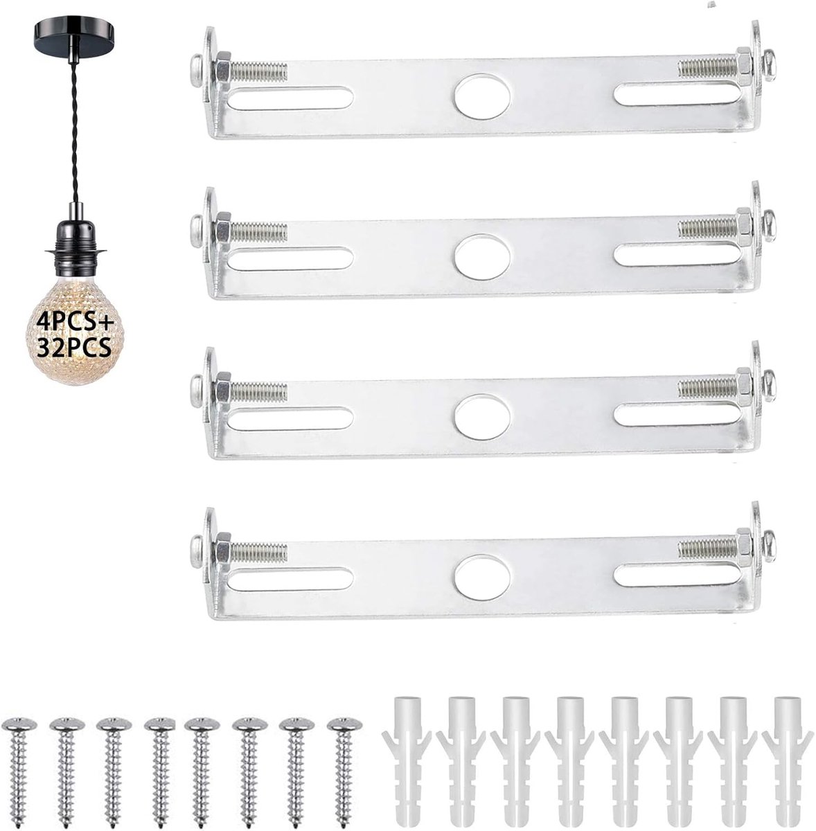 Plafondlamp Beugel - Lampvoet - Lampen Ophangen - Roestvrij Metaal - 105mm - Zilver