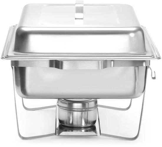 HENDI Chafing dish - Gastronorm 1/1 - Hoogglans deksel - Inclusief brandpastahouders - 9L - RVS — afbeelding 4