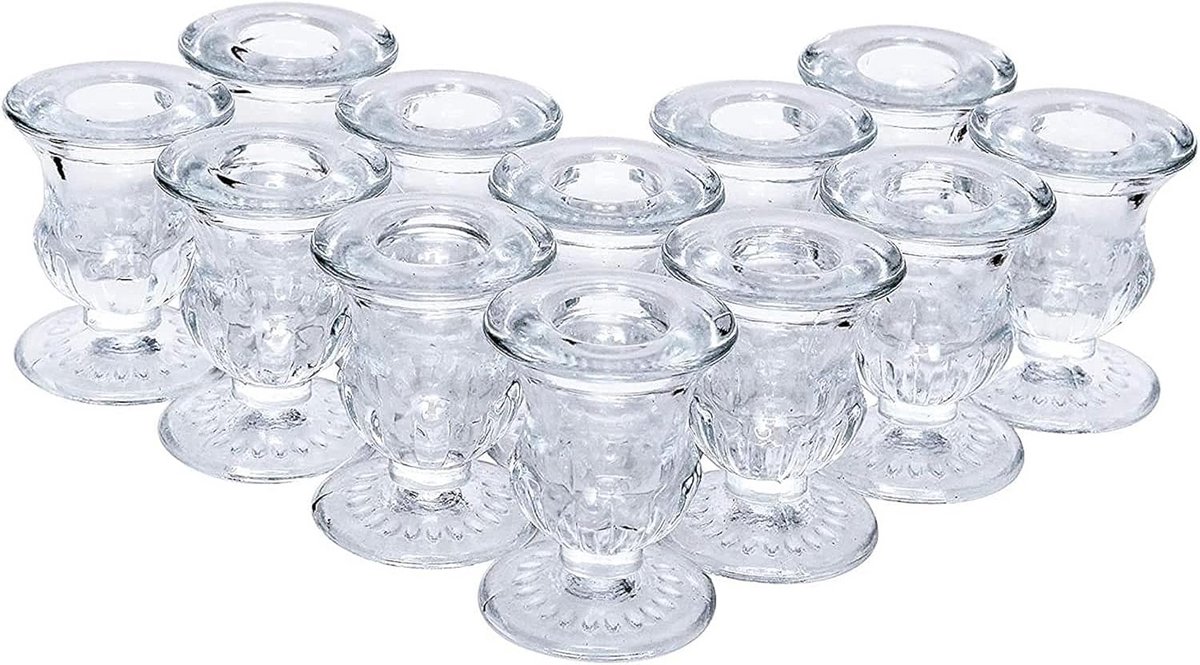 Kaarshouders Set - Taper Houders - Decoratief Gebruik - Glazen Materiaal - 25 inch Hoog - Transparant