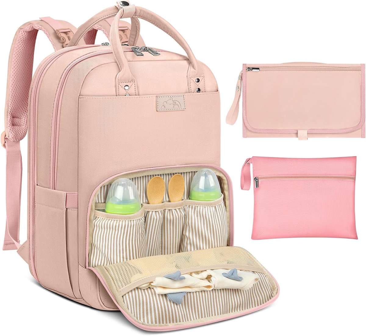 Luierrugzak Baby - Babytas Onderweg - Alles Meenemen - Inclusief Onderlegger - 44 cm Hoog - Zwart