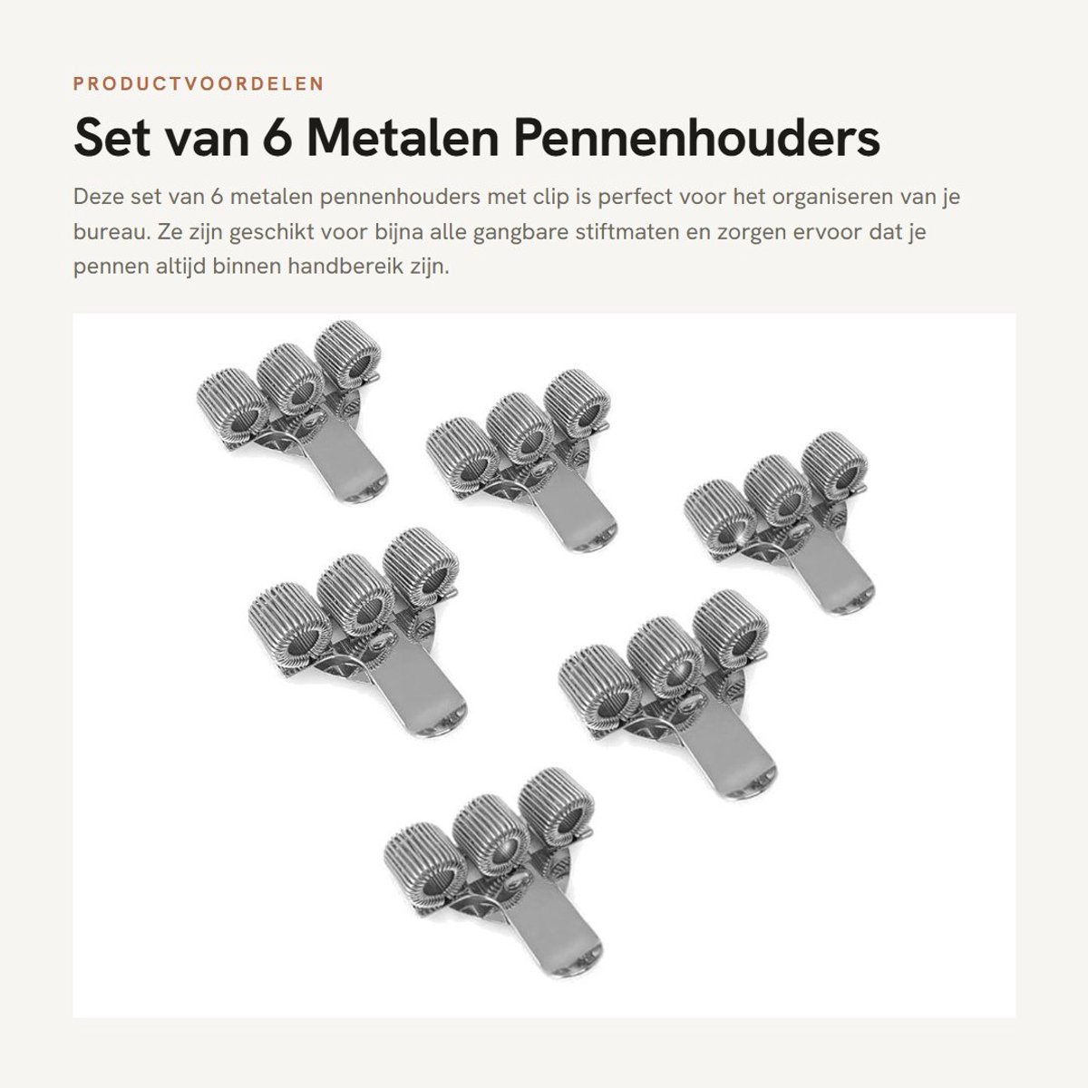Dailygoods- Pennenhouder - 6 Stuks Metalen - Clip van Mangaanstaal - Organizer voor Notitieboeken - Lichtgewicht en Sterk - Geschikt voor Verpleegkundige - Pennenclip