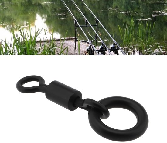 Hengelsport - Karper - 50 Stuks - Micro Ring Swivel - Reservoir Vissen - Accessoire - Geschikt voor Alle Hengels - Zwart — afbeelding 3