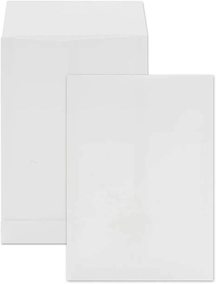 Grote Witte Gevouwen Enveloppen C4 (229x324mm) Zware Kwaliteit zonder Venster Geschikt voor Facturen en A4 Documenten