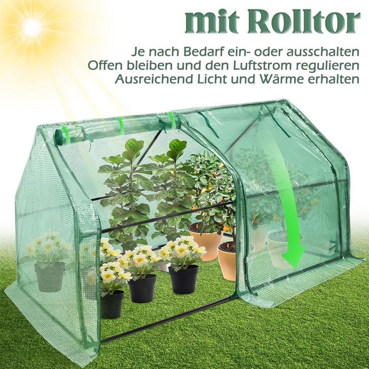 Kleine Broeikas - Plantenhuis - Planten Kweken - Vorstbestendig - 180 x 90 x 90 cm - Groen – foto 4