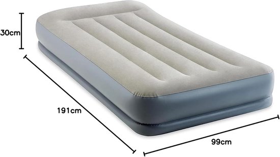 Luchtbed - Slaapmat - Logeren - Ingebouwde Pomp - 99x191x30cm - Grijs — afbeelding 4