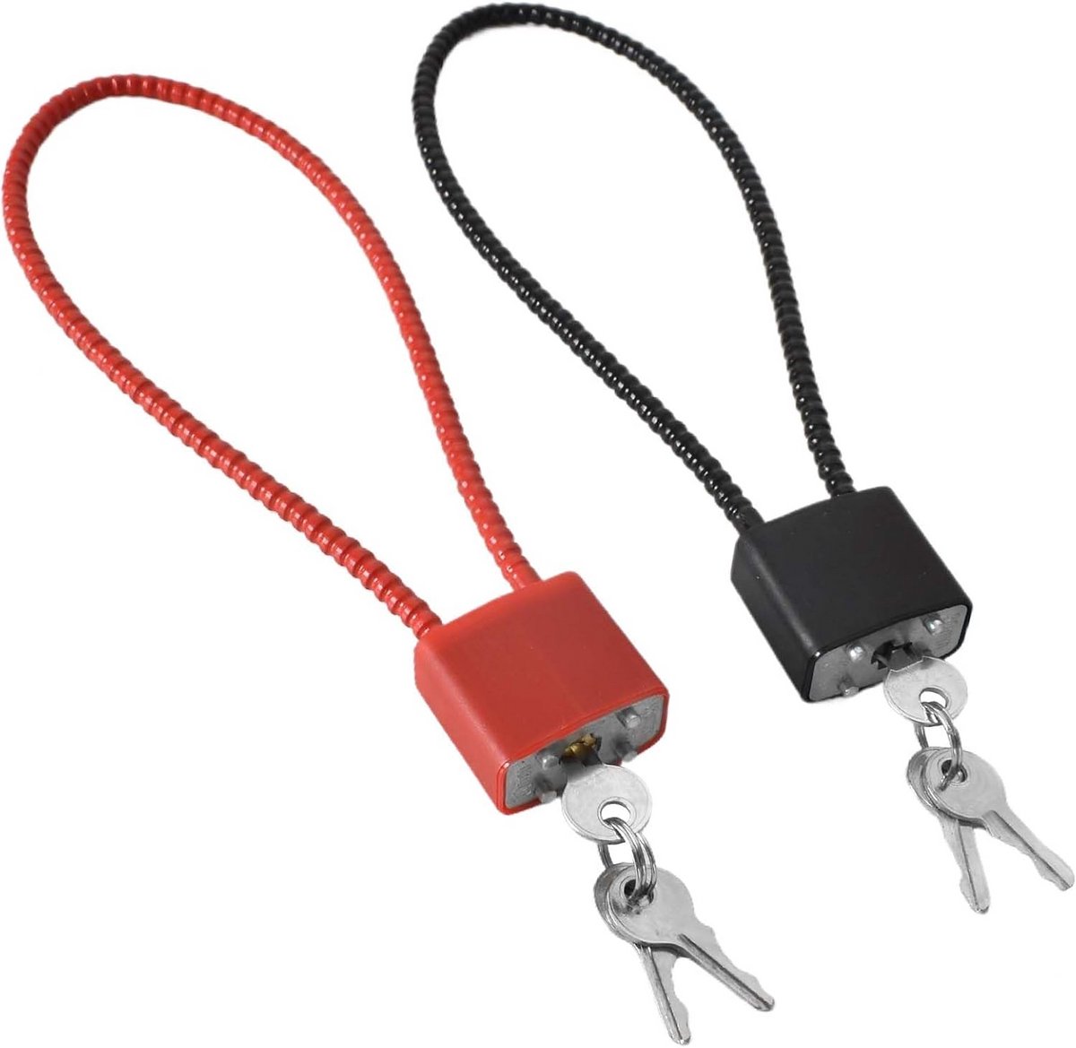 Kabelslot Set - Veiligheidsslot - Bagage Beveiligen - Gehard Staal - 2 Stuks - Rood Zwart