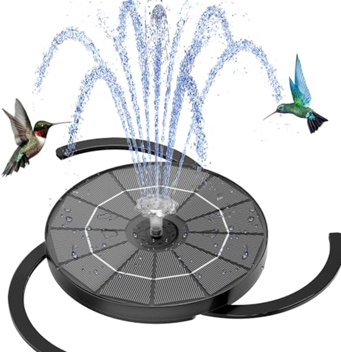 Zonne-energie Fontein - Waterpomp Tuin - Vogelbad Verfraaien - 4 Sproeiers Inclusief - 3.5W - Zwart