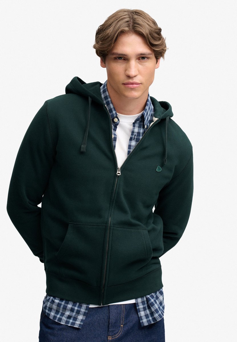 Superdry Vest Essential Sdco Logo Ziphood M2014703a Heritage Dark Pine Green Mannen Maat - XXL
