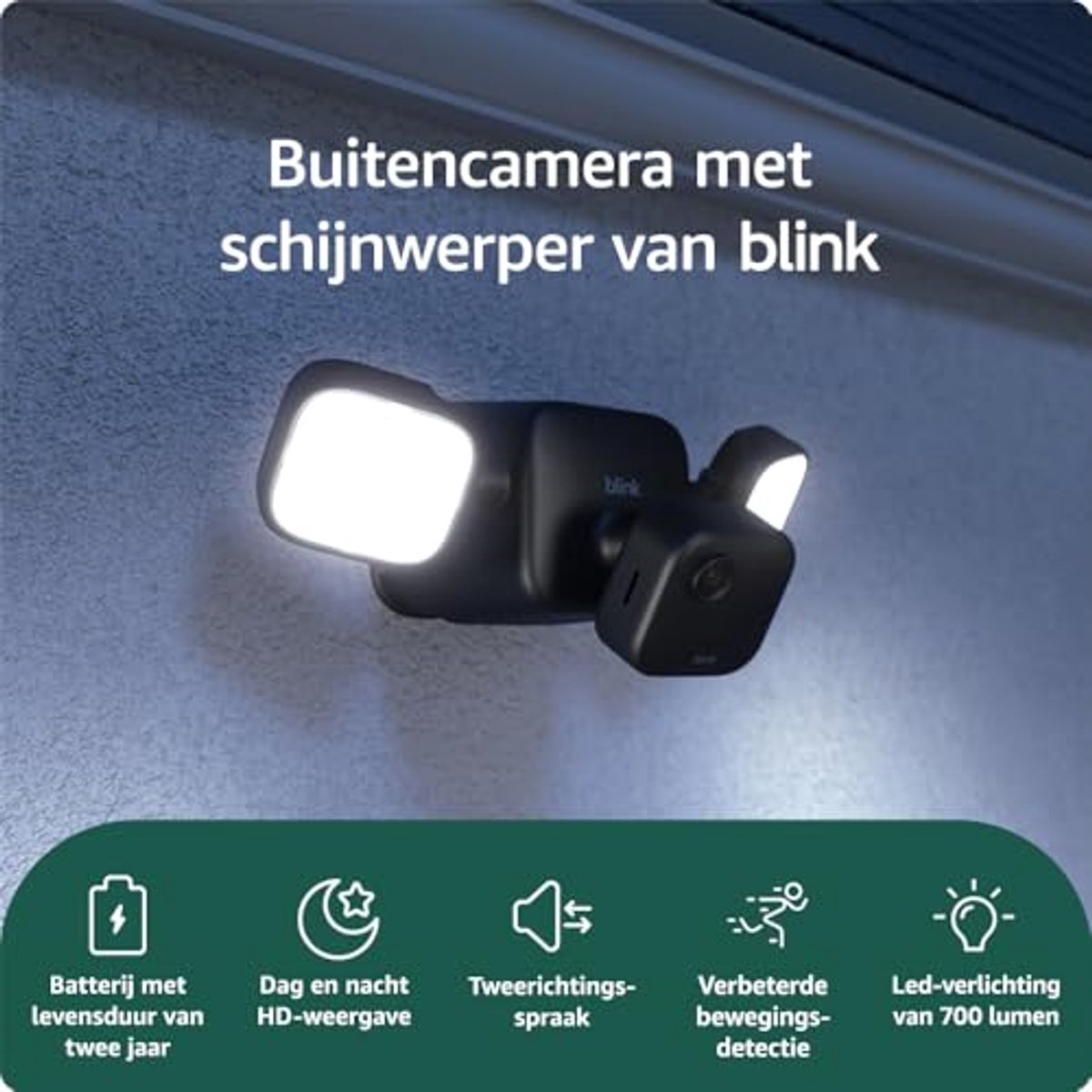 Buitencamera met schijnwerper - Slimme beveiligingscamera - Woning beveiligen - 700 lumen LED-verlichting - Twee jaar batterijduur - Wit
