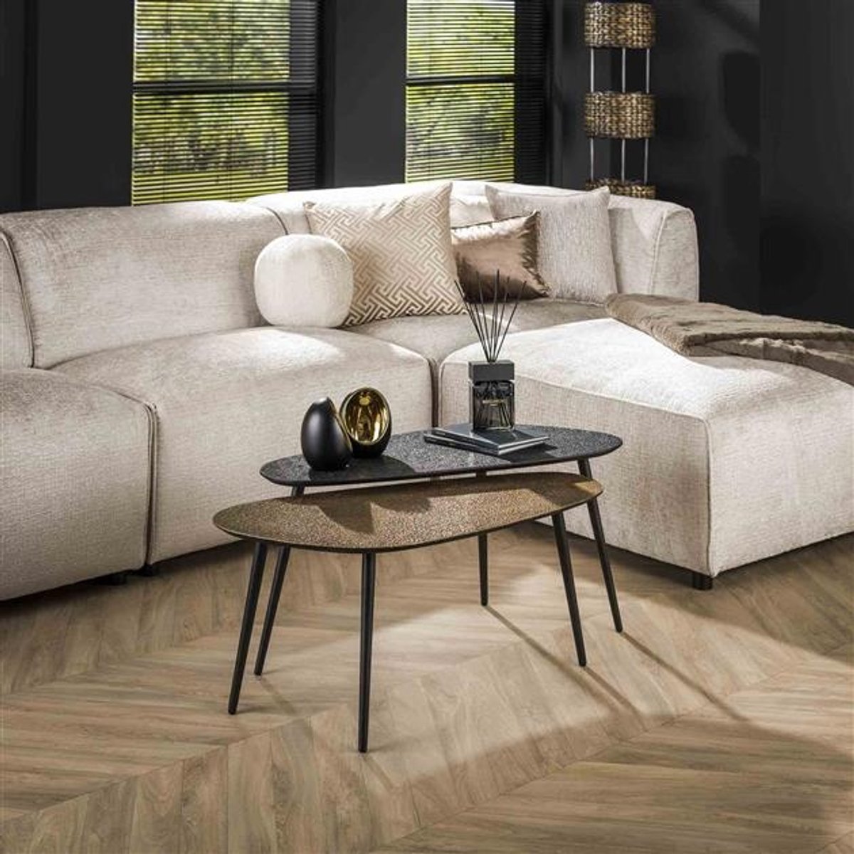 PS-Collection Salontafel Set van 2 Antiek Brons Zwart Metallic - salontafels rond, salontafels, salontafel zwart, salon tafel, salontafel rond, salontafel industrieel, salontafel vierkant, salontafel marmer, salontafel wit