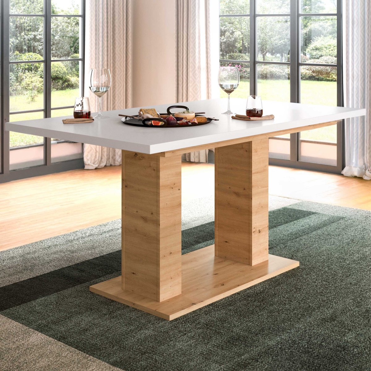 Uitschuifbare Eettafel Motion Emob - Artisan Finish - 150-190x76x90 Cm - Wit