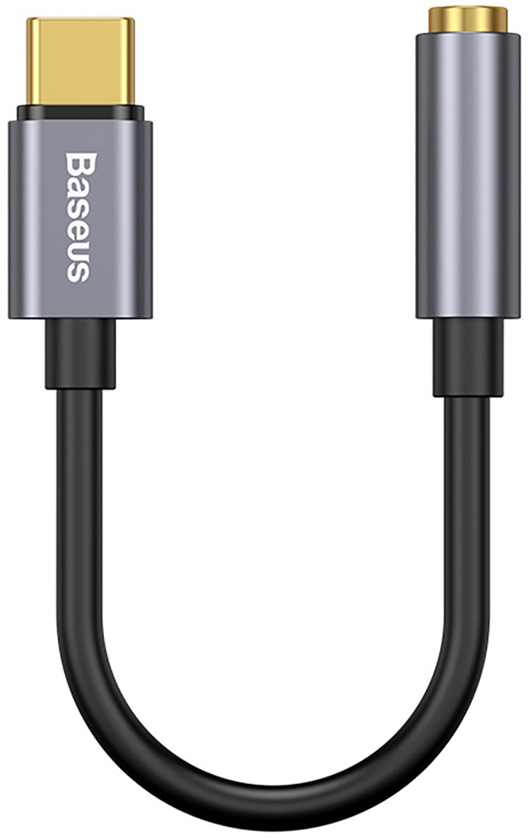 Stevig USB C Male naar 3.5mm Aux Jack Plug Female - met DAC Chip - Space Gray