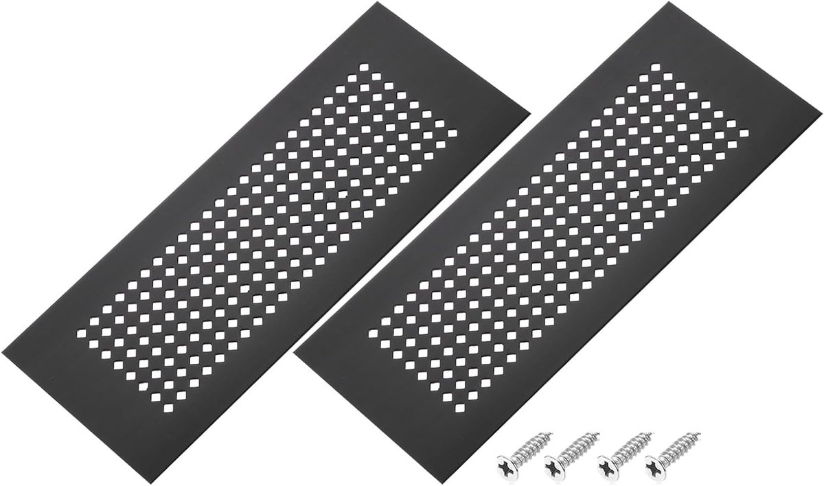 Ventilatierooster - Luchtgaten - Ventilatie Kast - Corrosiebestendig Aluminium - 20 x 8 cm - Zwart