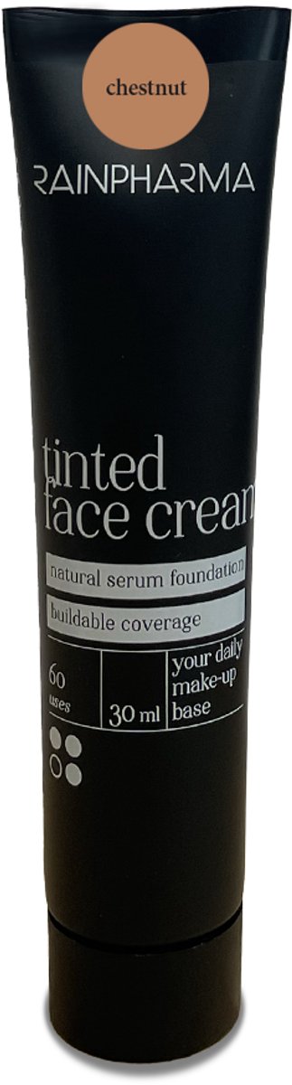 RainPharma Tinted Face Cream – Getinte Dagcrème & Serum Foundation – Natuurlijk & Egaliserend – 30ml – Chestnut