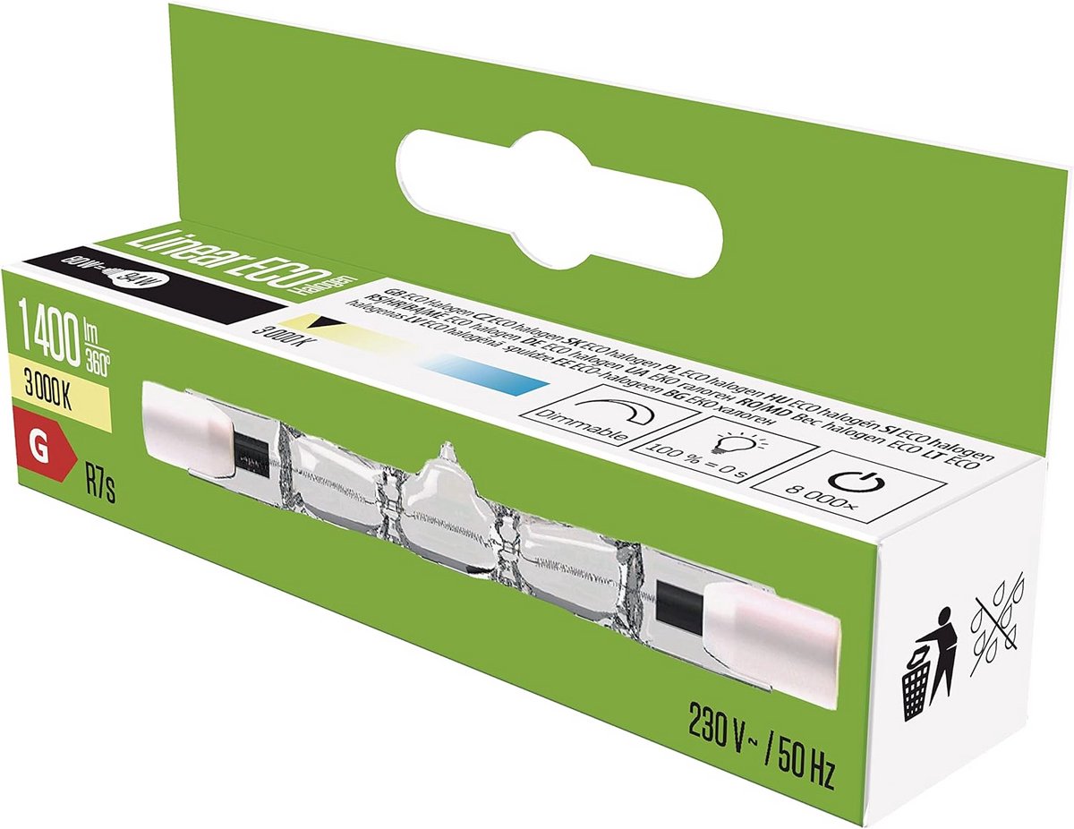 Halogeenlamp buis - ECO lamp - Sfeerverlichting creëren - Kwikvrij en recyclebaar - 78 mm lengte - Warmwit