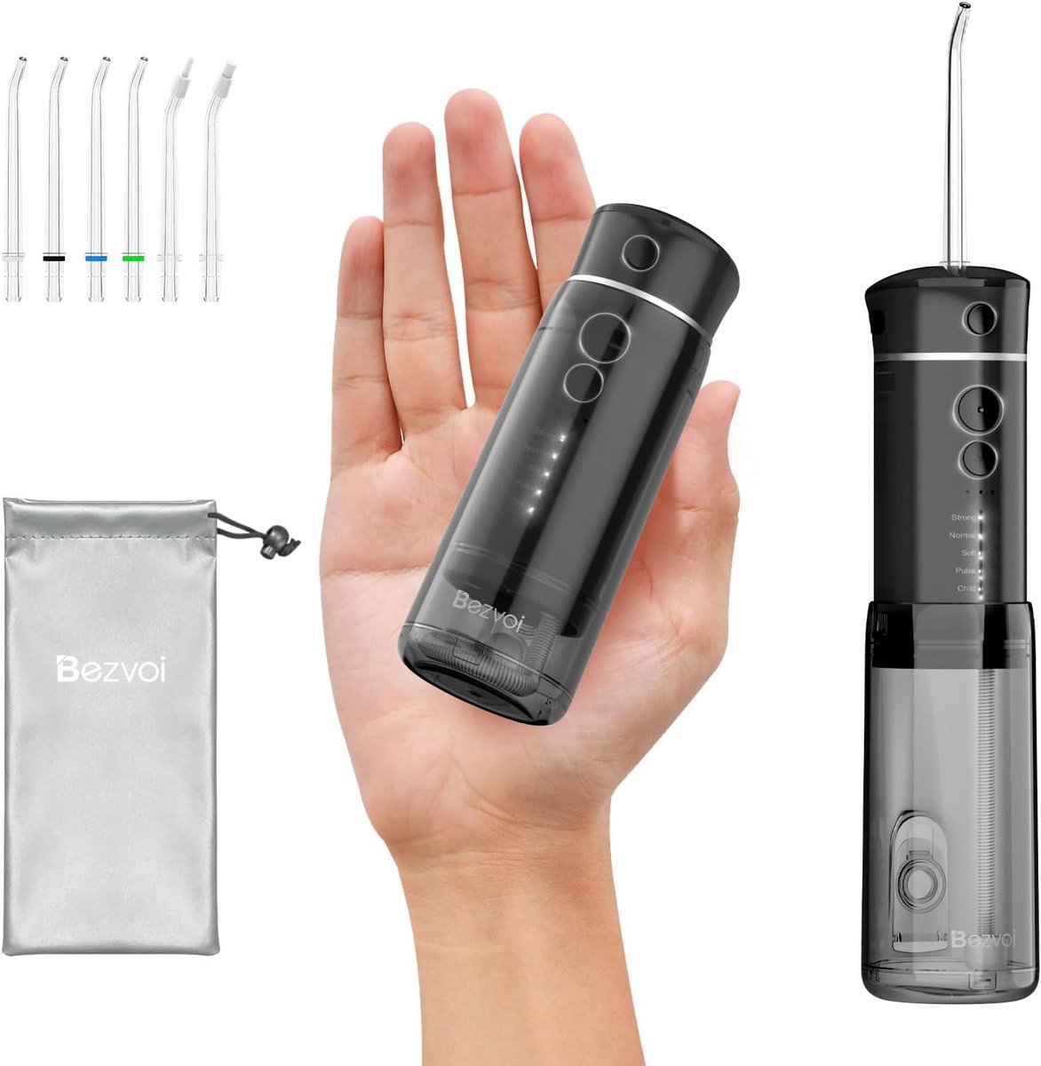 Water Flosser - Monddouche - Reiniging Tanden - 5 standen - Compact formaat - Zwart