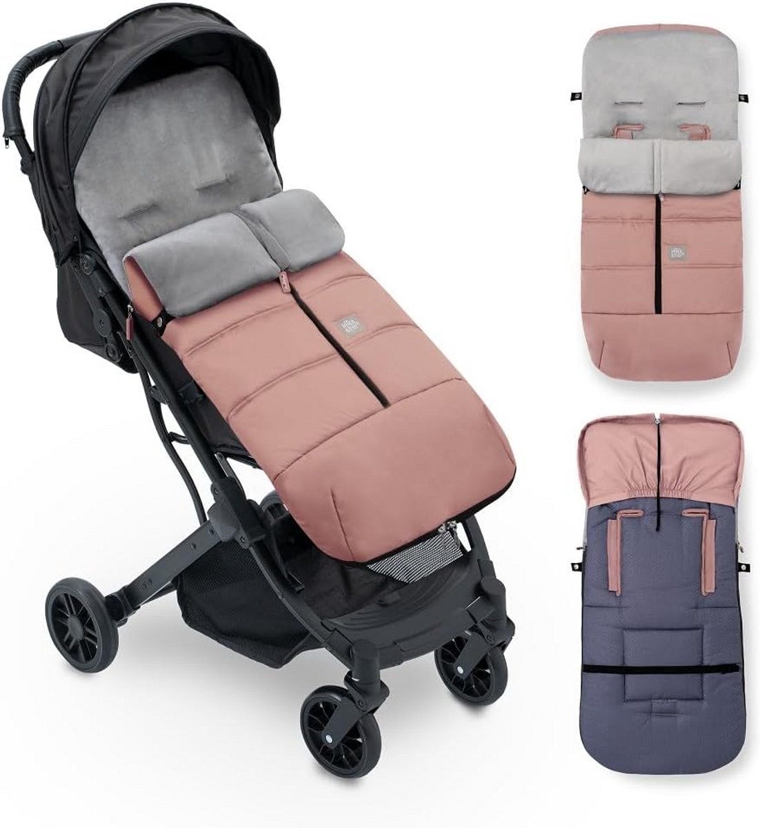 Universele Voetenzak - Kinderwagen Zak - Baby Warm Houden - Afneembaar & Wasbaar - 56.5 cm - Roze
