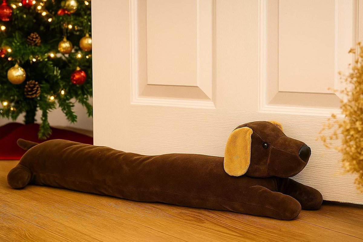 Tochtstopper Hond - Deurstopper Warmte - Huis Warm Houden - Leuk Design - 85 x 15 cm - Bruin