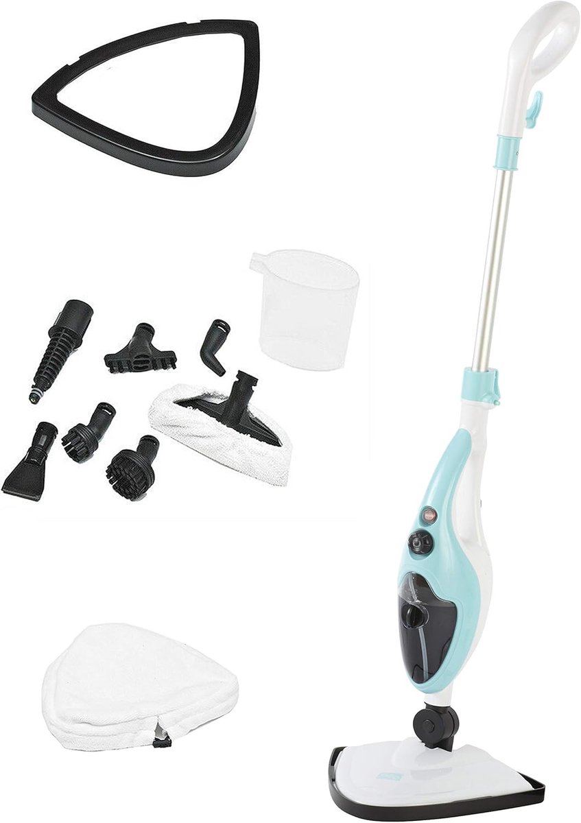 Stoomreiniger - Multifunctionele reiniger - Huis reinigen - 10-delige accessoire set - 450 ml tank - Blauw