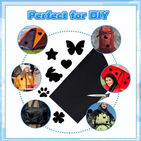 11x Zelfklevende Nylon Reparatie Pleisters Zwart - Waterdicht voor Donsjassen, Tenten & Outdoor Kleding — afbeelding 4