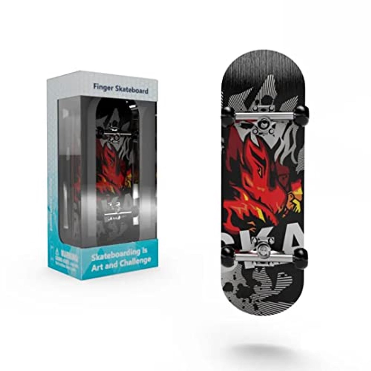 Fingerboard Set Mini skateboard Vaardigheden Oefenen Echt espenhout 99.5mm Lengte Vuur