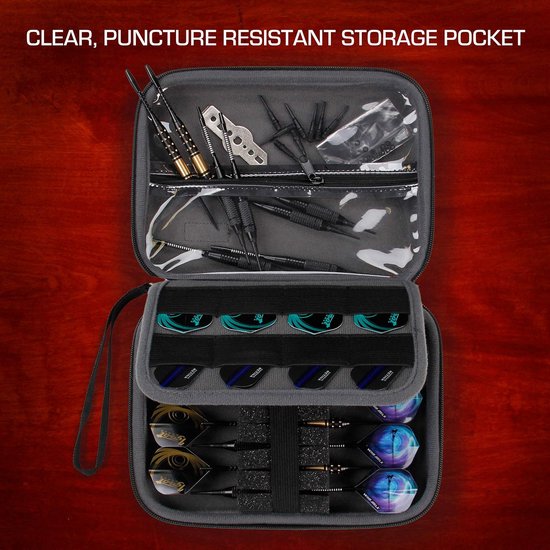 Dartcase Hard Shell voor 8 Darts - Zwart - Geschikt voor Soft Tip en Steel Tip - Beschermt en organiseert je darts — afbeelding 2