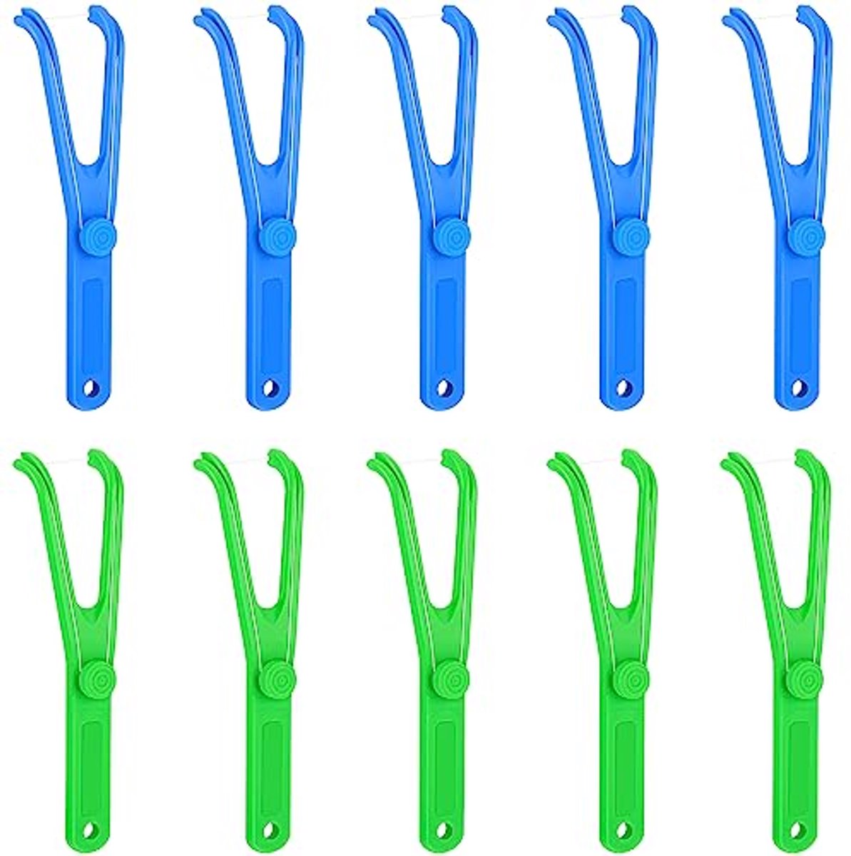 Floss houders - Tandenstokers - Mondhygiëne - Ergonomisch ontwerp - 10 stuks - Blauw groen