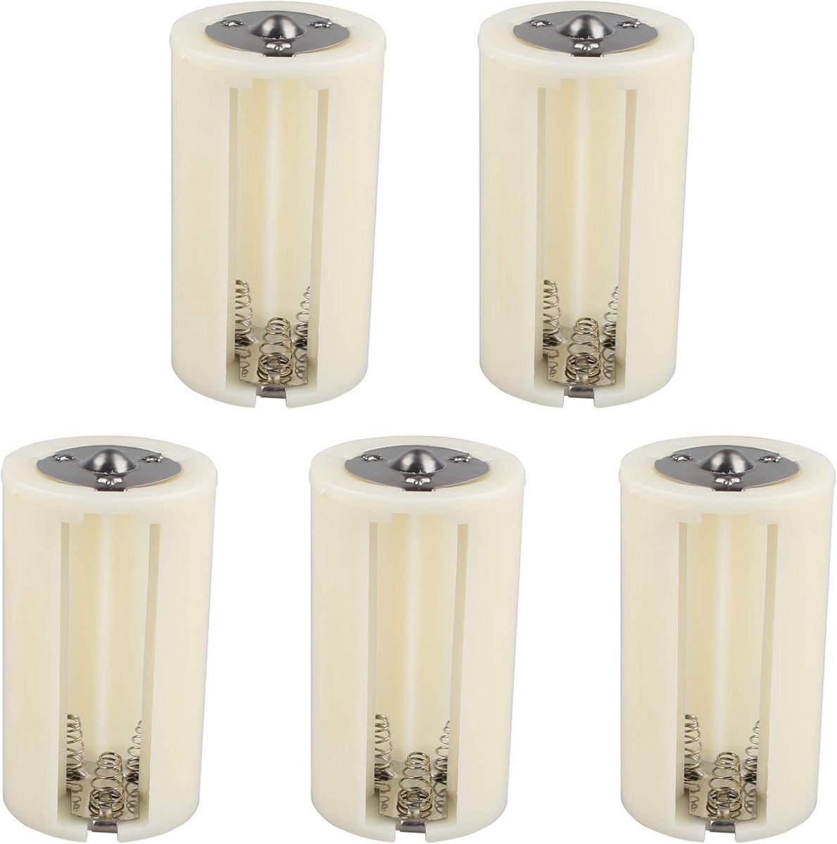 Batterij Adapter - Omvormer Houder - Apparaten Voeden - 3x AA naar D - 5 Stuks - Wit