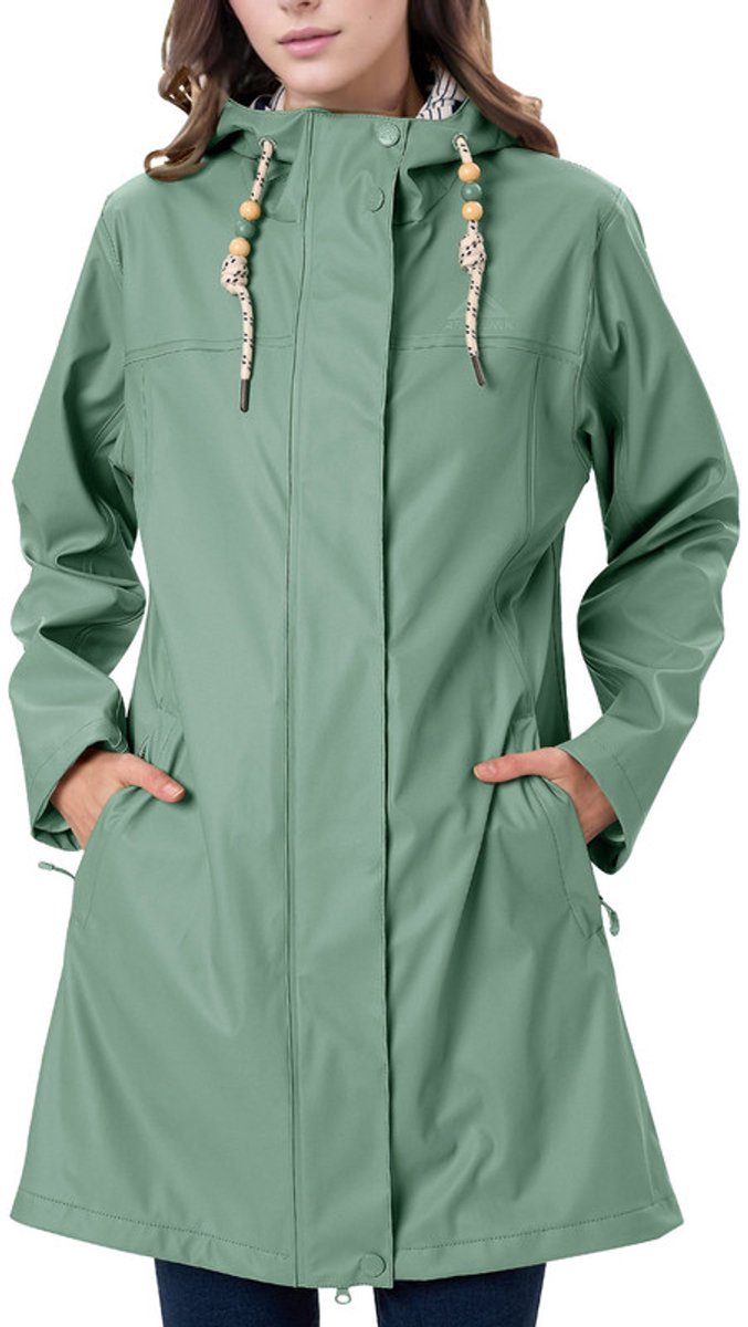 Daity Regenjas dames parka | waterdichte PU jas met capuchon voor regen - Maat XXXL