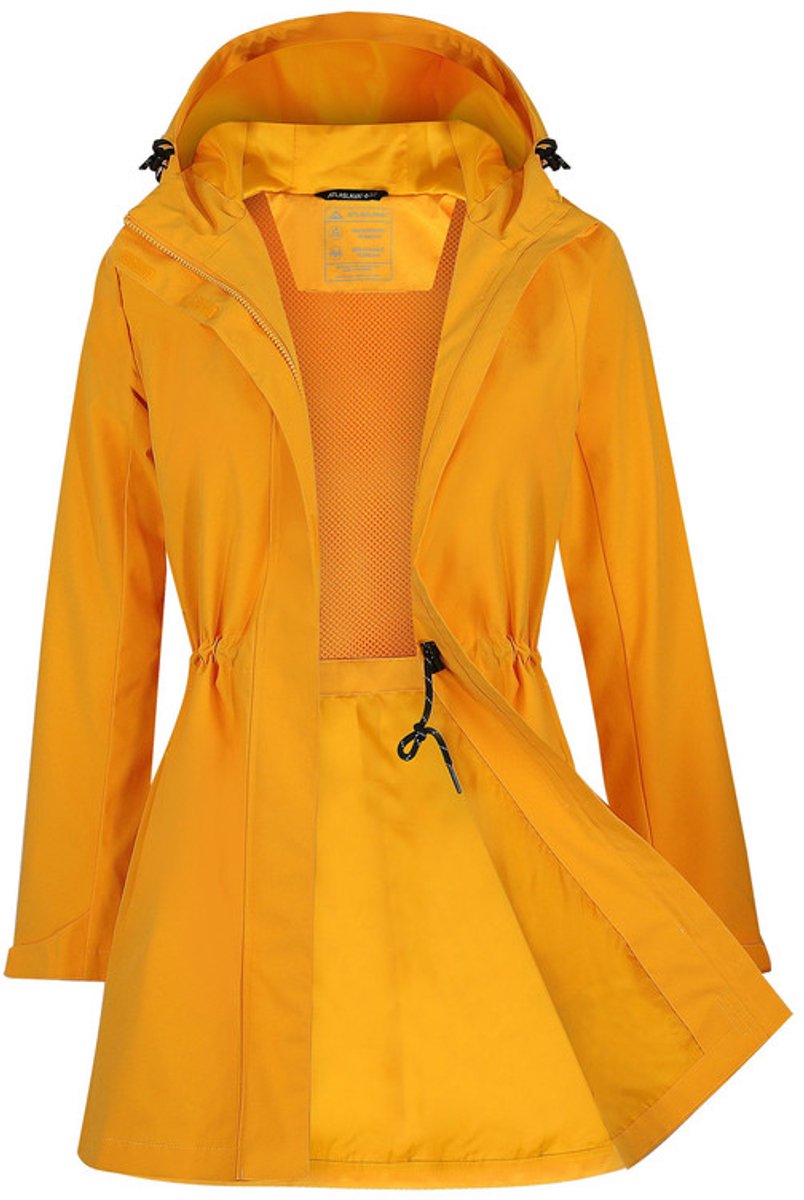 Daity Regenjas dames trenchcoat | lange waterdichte softshell jas met capuchon - Maat S
