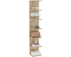 Boekenkast Wandplank, Aan Muur Gemonteerde Plank, Legplanken, Zwevende Planken, Boekenkast, Opbergplanken voor Slaapkamer, Woonkamer, Badkamer, Keuken, Bureau, 7 planken, Sonoma
