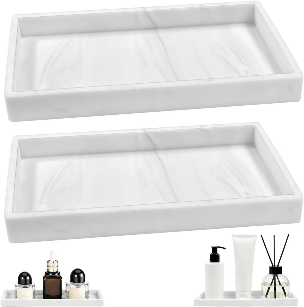 Decoratieve Opbergschotel voor Badkamer en Keuken, Ideaal voor Dressoirs en Huisdecoratie (20 x 10 x 2 cm, Marmer)
