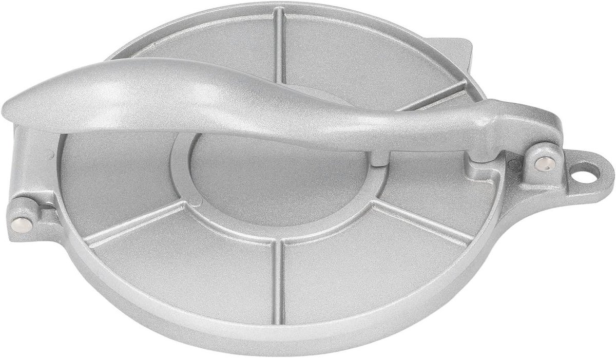 Tortilla Pers - Deeg Maker - Platte Broden Maken - Hefboom Principe - 7.7 Inch Diameter - Zilver