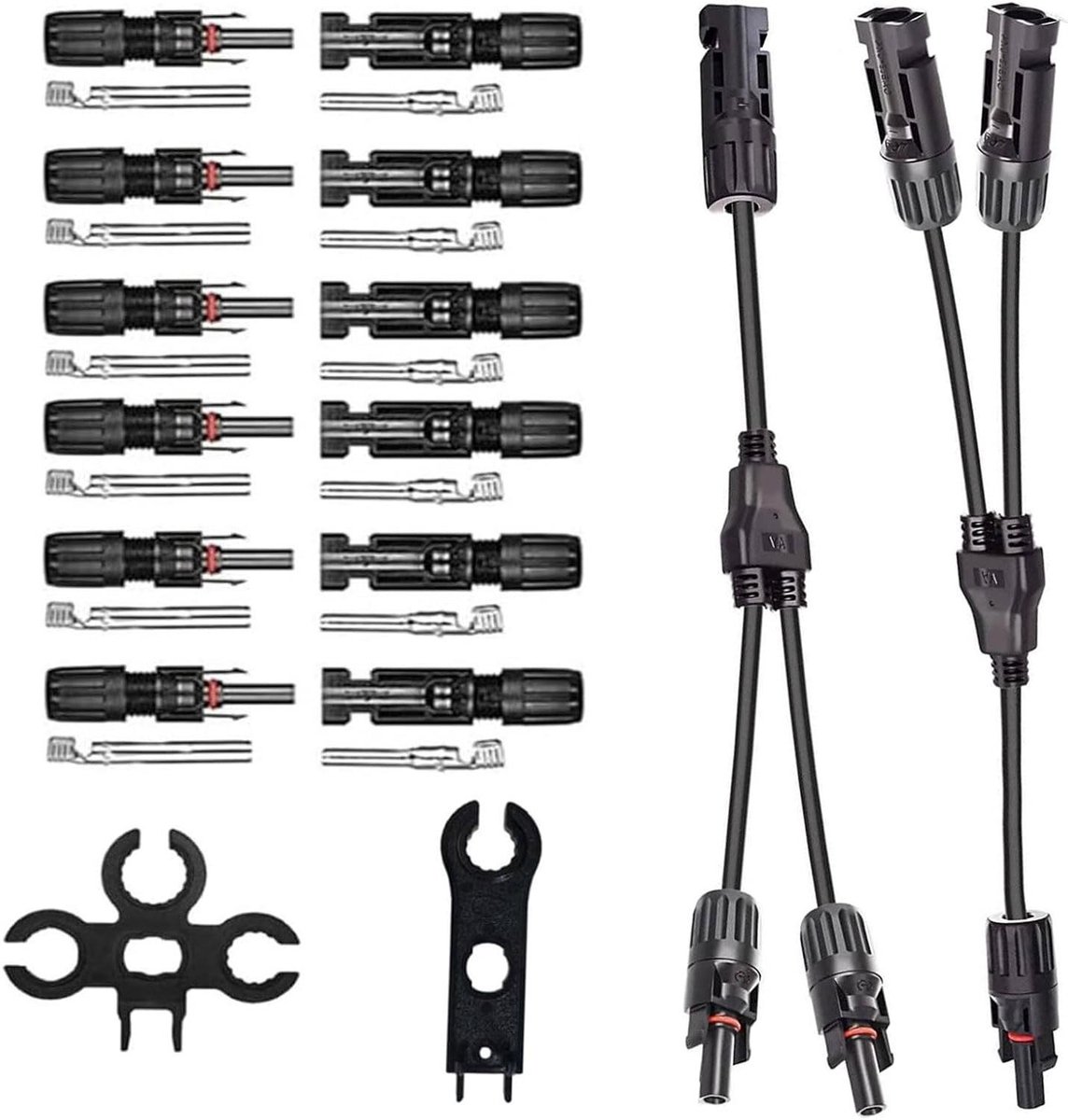 Zonnepaneel Connectorenset - Y-kabel Set - Zonne-energie Installatie - IP67 Waterdicht - 25/4/6 mm² - Zwart