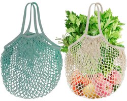 Herbruikbare Nettas - Boodschappentas - Boodschappen Doen - Lange Handgrepen - 39 x 45 cm - Natuurlijk