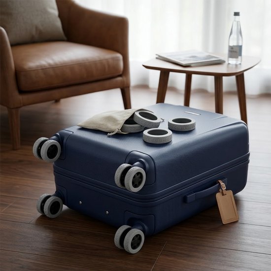 Grijze beschermhoes bolderkar wiel set van 8 siliconen wielbeschermers geluidsreducerende wielhoezen geschikt voor bolderkar kinderwagen bagagekar bureaustoel en trolley schokbestendige wiel bescherming — afbeelding 3