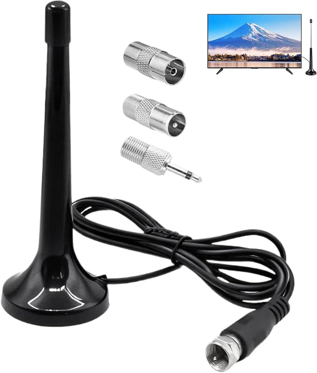 Radio Antenne - Universele Ontvanger - Verbeter Ontvangst - Magnetische Basis - 3m Kabel - Zwart