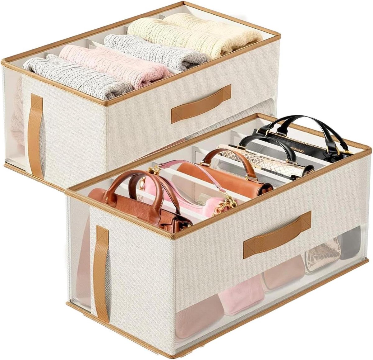 Opbergorganizer Kast - Vakken Scheidingswanden - Kleding Opbergen - Ademende Mesh Structuur - 47.5x24x19.99cm - Grijs