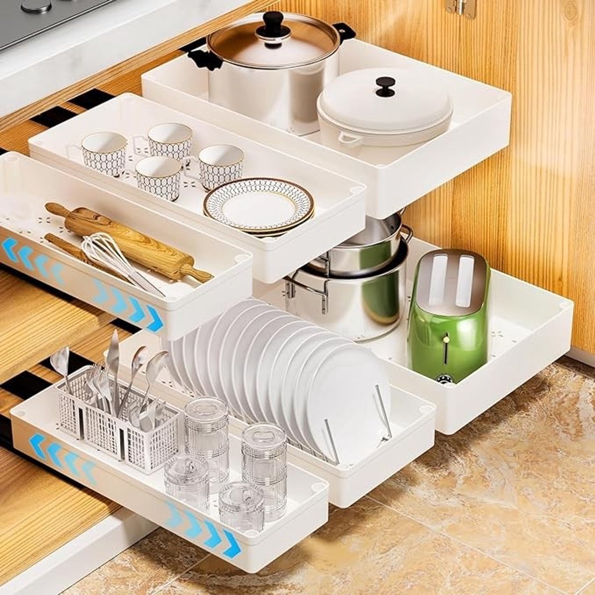 Set van 3 uittrekbare lade-organizers voor keukenkasten