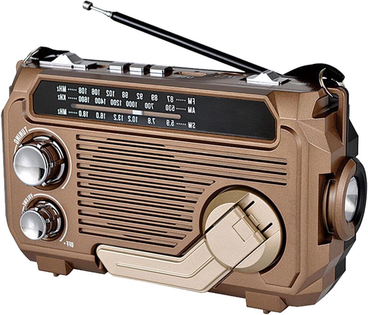 Noodradio - Zaklamp Radio - Noodsituaties - Meerdere Oplaadopties - 18x10x6.5 Cm - Zwart