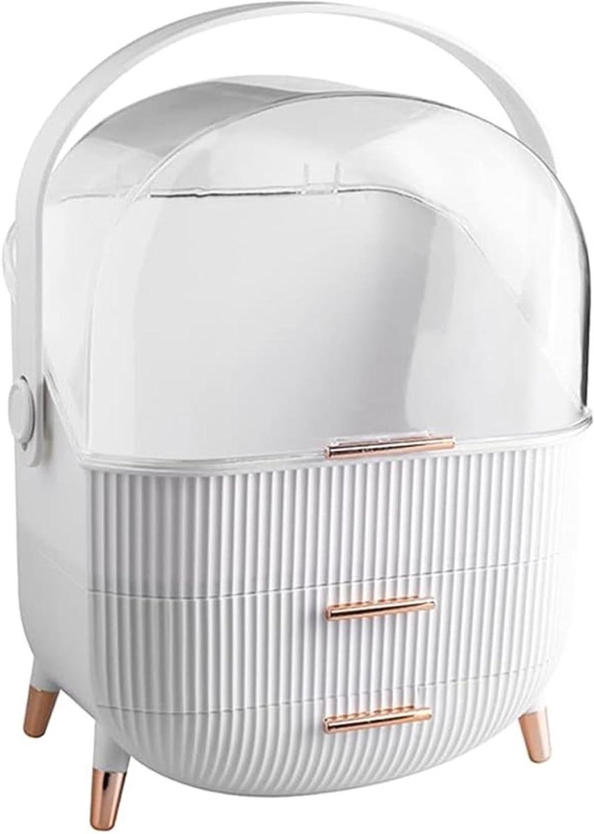 Cosmetica Opbergdoos - Make-up Organizer - Sieraden Opbergen - Met 2 Lades - 37 cm Hoog - Wit