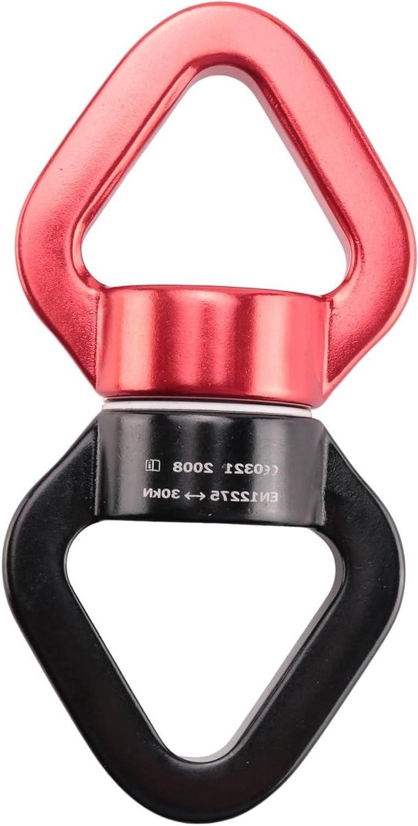 Draaibare Ring - Universele Connector - Klimmen En Yoga - 360 Graden Draaibaar - 3000 kg Trekkracht - Rood Zwart