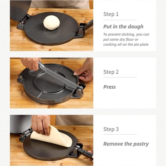 Maïs Tortilla Pers roti maker Aluminiumlegering Tortilla Maker, Grijze Tortilla Machine Keukenbenodigdheden, Geschikt voor Het Maken van Tortilla's, Koekjes, Presses à biscuits — afbeelding 5