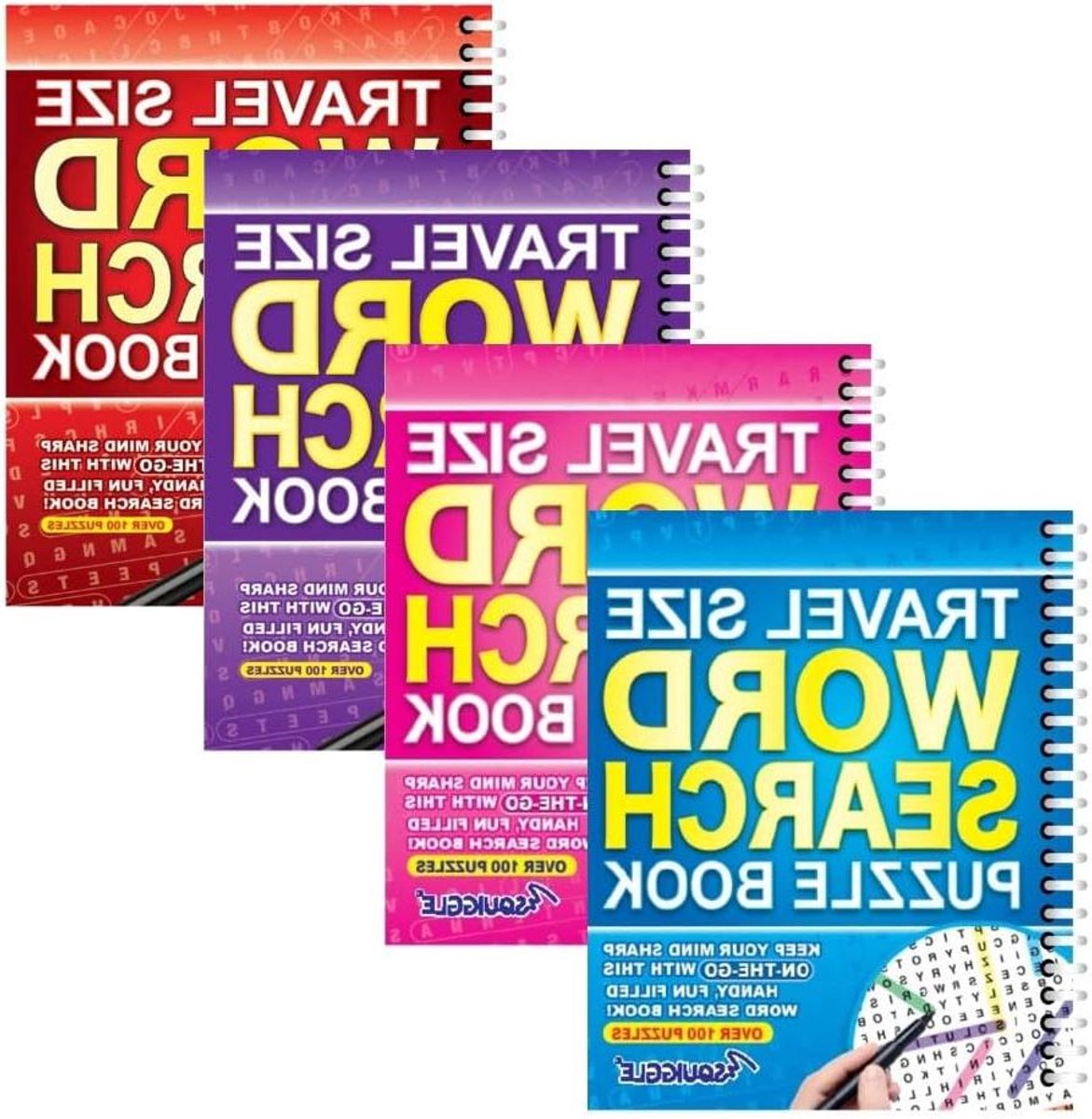 Woord Zoeken Boeken - Puzzel Boeken - Reis Vermaak - Set van 4 - A5 Formaat - Meerkleurig