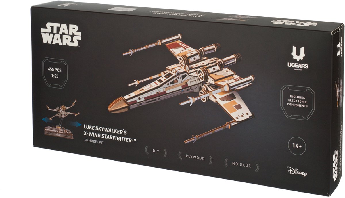 UGEARS 3D Modelbouw - Luke Skywalker's X-Wing Starfighter - Star Wars - Mechanisch Bouwpakket Hout - Educatief Speelgoed — afbeelding 7