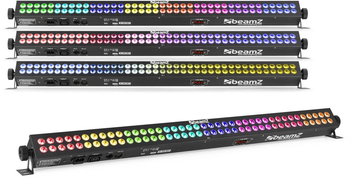 BeamZ set van 4 LCB803 LED barren met 80x 3W RGB LED's in 8 secties