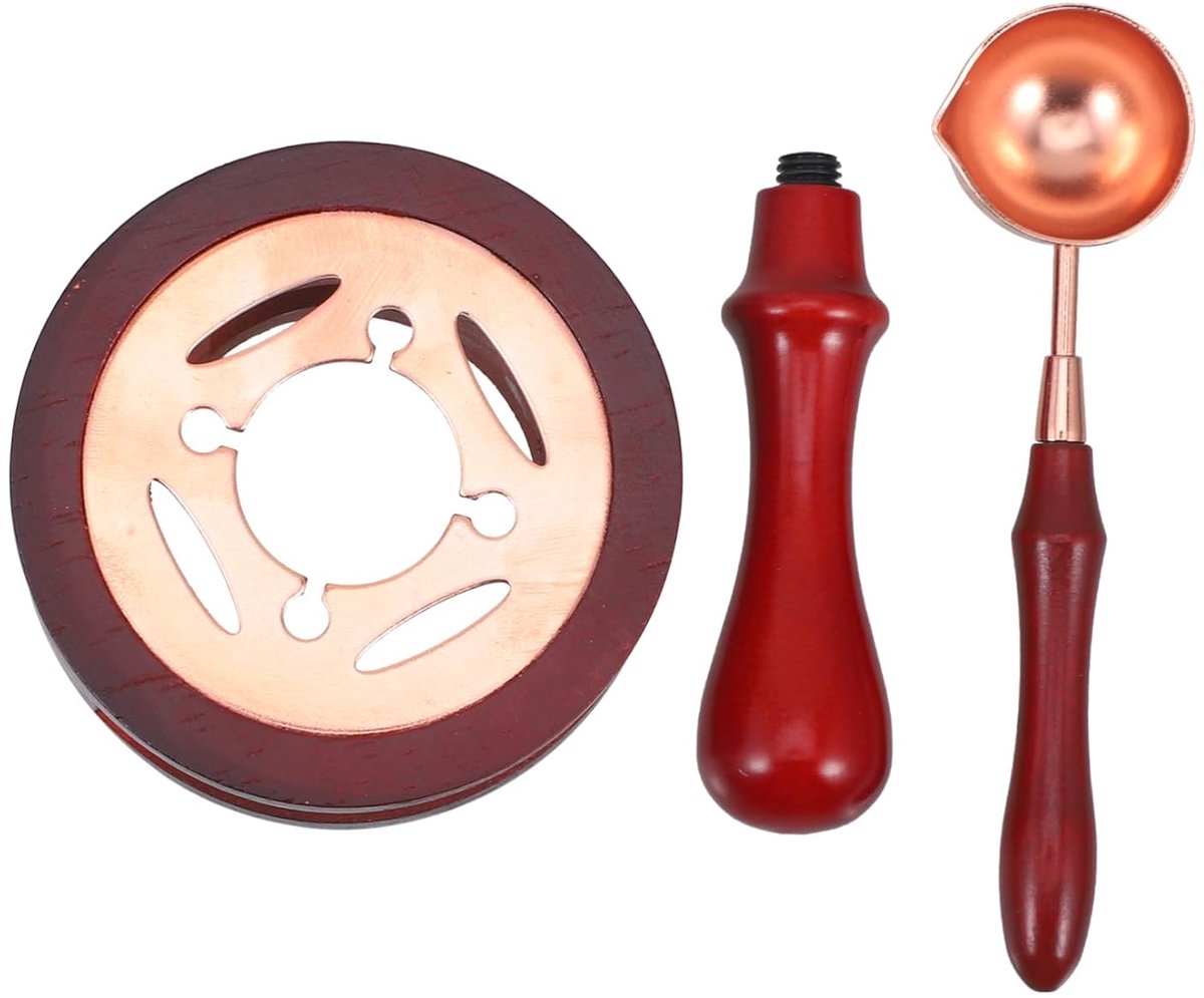 Wax Smelt Set - Verzegel Kit - Ambachtelijk Werk - Compleet Met Lepel - 7.5 x 3.7 cm - Donkerrood